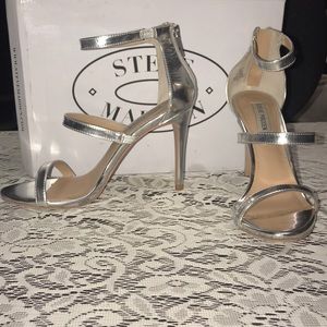Steve Madden- Silver Heels (Worn Once)!